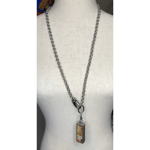 Jewel Kade Happiness Key Necklace 30” Silver Tone Chain w/ Pewter Framed Pendant - Picture 1 of 12